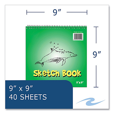 Roaring Spring Kids Sketch Notepad, Green Cover, 40 White 9 x 9 Sheets, 12/Carton (ROA52509CS)