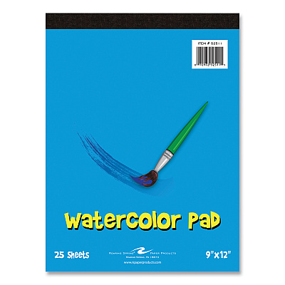 Roaring Spring Kids Art Watercolor Notepad, 25 White 9 x 12 Sheets, 24/Carton (ROA52511CS)