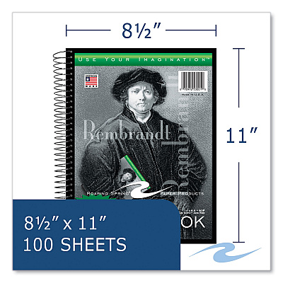 Roaring Spring Sketch Book, 60-lb Drawing Paper Stock, Rembrandt Photography Cover, (100) 11 x 8.5 Sheets, 12/Carton (ROA53101CS)
