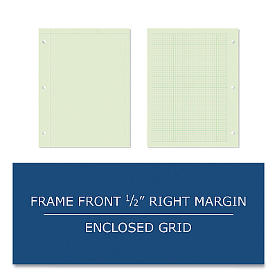 Roaring Spring Engineer Filler Paper, 3-Hole, Frame Format/Quad Rule (5 sq/in, 1 sq/in) 500 Sheets/Pack, 5/Carton (ROA95782CS)