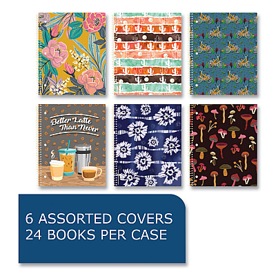 Roaring Spring Studio Series Notebook, 1-Subject, College Rule, Assorted Covers Set 2, (70) 11 x 9 Sheets, 24/Carton (ROA11322CS)