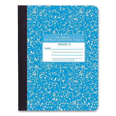 Roaring Spring Ruled Composition Book, Grade 2 Manuscript Format, Blue Marble Cover, (80) 9.75 x 7.5 Sheets, 48/Carton (ROA97226CS)