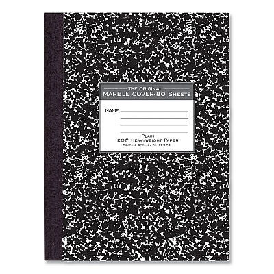 Roaring Spring Hardcover Marble Composition Book, Unruled, Black Marble Cover, (80) 10.25 x 7.88 Sheets, 24/Carton (ROA77479CS)