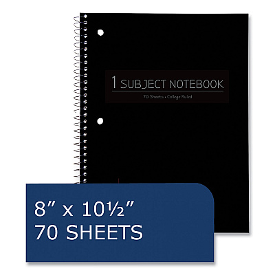 Roaring Spring Subject Wirebound Promo Notebook, 1-Subject, Med/College Rule, Assorted Cover, (70) 10.5 x 8 Sheets, 24/Carton (ROA10033CS)