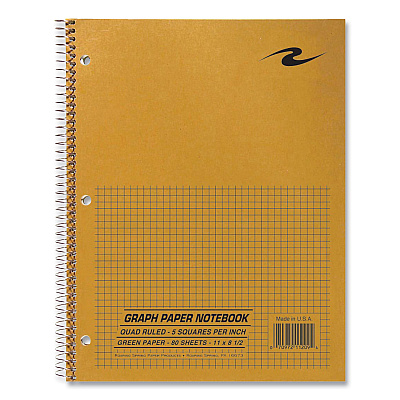 Roaring Spring Lab and Science Wirebound Notebook, Quadrille Rule (5 sq/in), Brown Cover, (80) 8.5 x 11 Sheets, 24/Carton (ROA11209CS)