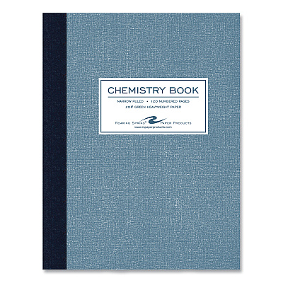 Roaring Spring Lab and Science Chemistry Notebook, Narrow Rule, Blue Cover, (60) 9.25 x 7.5 Sheets, 24/Carton (ROA77571CS)