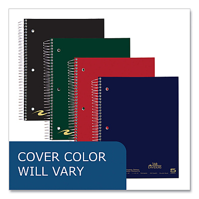Roaring Spring Wirebound Notebook with Tabs, 5-Subject, College Rule, Randomly Assorted Covers, (200) 11 x 8.5 Sheets, 12/Carton (ROA11197CS)