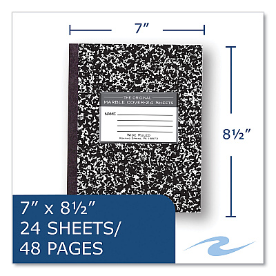 Roaring Spring Flexible Cover Composition Notebook, Wide/Legal Rule, Black Marble Cover, (100) 8.5 x 7 Sheets, 144/Carton (ROA77331CS)