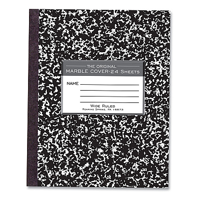 Roaring Spring Flexible Cover Composition Notebook, Wide/Legal Rule, Black Marble Cover, (100) 8.5 x 7 Sheets, 144/Carton (ROA77331CS)