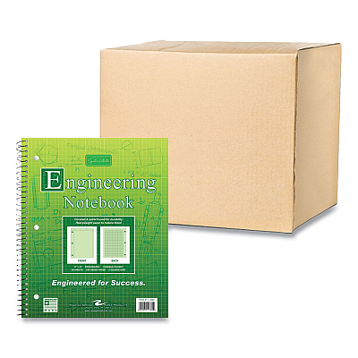 Roaring Spring Wirebound Engineering Notebook, 20 lb Paper Stock, Green Cover, 80-Green 11 x 8.5 Sheets, 24/Carton (ROA11382CS)