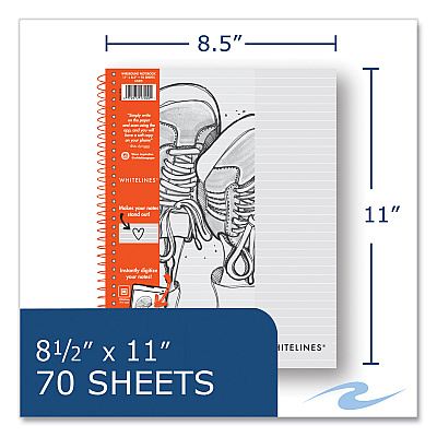 Roaring Spring Whitelines Notebook, Medium/College Rule, Gray/Orange Cover, (70) 8.5 x 11 Sheets, 12/Carton (ROA17000CS)