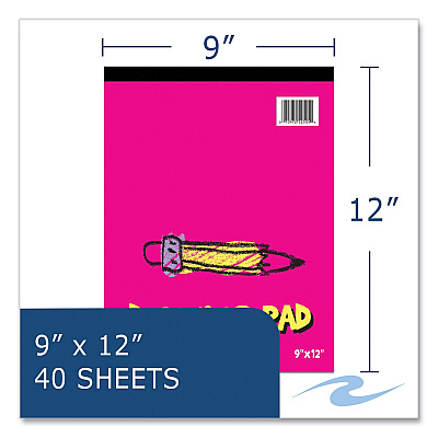 Roaring Spring Kids Drawing Pad, 40 White 9 x 12 Sheets, 12/Carton (ROA52505CS)