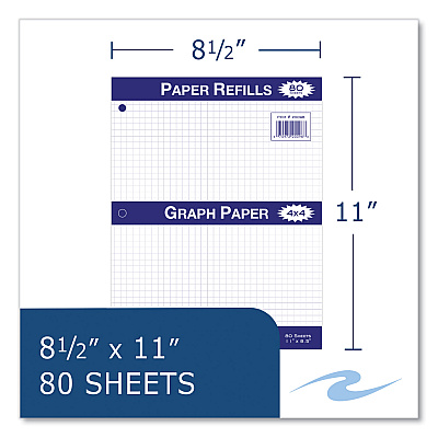 Roaring Spring Graph Filler Paper, 3-Hole, 8.5 x 11, Quadrille: 4 sq/in, 80 Sheets/Pack, 24 Packs/Carton (ROA20096CS)
