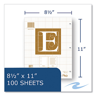 Roaring Spring Engineer Pad, Quadrille Rule (5 sq/in), 100 Buff 8.5 x 11 Sheets, 24/Carton (ROA95182CS)