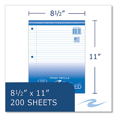 Roaring Spring Loose Leaf Paper, 8.5 x 11, 3-Hole Punched, College Rule, White, 200 Sheets/Pack, 24 Packs/Carton (ROA83910CS)