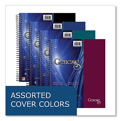 Roaring Spring Genesis Notebook, 3-Subject, Medium/College Rule, Randomly Assorted Cover Color, (150) 11 x 9 Sheets, 12/Carton (ROA13114CS)