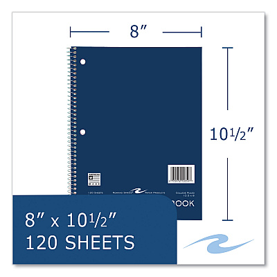 Roaring Spring Subject Wirebound Notebook, 3-Subject, Medium/College Rule, Assorted Cover, (120) 10.5 x 8 Sheets, 24/Carton (ROA10359CS)