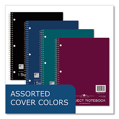 Roaring Spring Subject Wirebound Notebook, 1-Subject, Medium/College Rule, Assorted Cover, (80) 11 x 8.5 Sheets, 24/Carton (ROA11281CS)