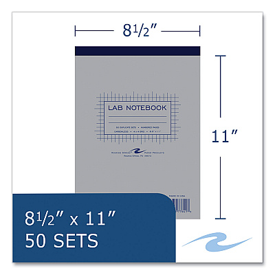 Roaring Spring Lab and Science Carbonless Notebook, Quad Rule (4 sq/in), Gray Cover, (100) 8.5 x 11 Sheets, 24/Carton (ROA77641CS)