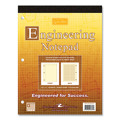 Roaring Spring Covered Engineering Pad, 5 sq/in Quadrille Rule, 80 Buff 8.5 x 11 Sheets, 24/Carton (ROA95370CS)