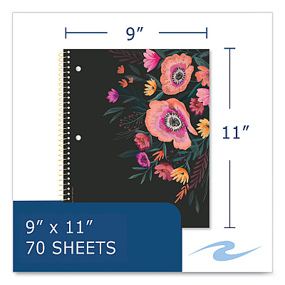 Roaring Spring Studio Series Notebook, 1-Subject, College Rule, Assorted Cover Set 3, (70) 11 x 9 Sheets, 24/Carton (ROA11323CS)