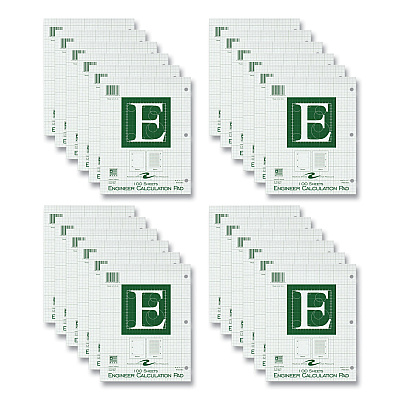 Roaring Spring Engineer Pad, (0.5" Margins), Quad Rule (5 sq/in, 1 sq/in) 100 Light Green 8.5 x 11 Sheets/Pad, 24/Carton (ROA95382CS)