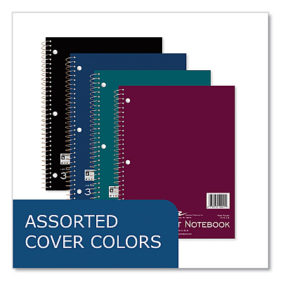 Roaring Spring Subject Wirebound Promo Notebook, 3-Subject, Wide/Legal Rule, Asstorted Cover, (120) 10.5 x 8 Sheets, 24/Carton (ROA10041CS)
