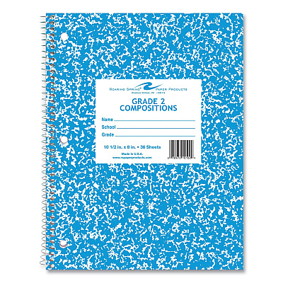 Roaring Spring Wirebound Notebook, Grade 2 Manuscript Format, Blue Marble Cover, (36) 10.5 x 8 Sheets, 48/Carton (ROA10102CS)