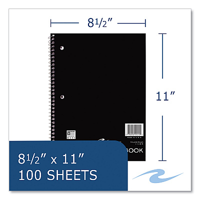Roaring Spring Wirebound Notebook, 1-Subject, Medium/College Rule, Randomly Assorted Cover, (100) 11 x 8.5 Sheets, 24/Carton (ROA11015CS)