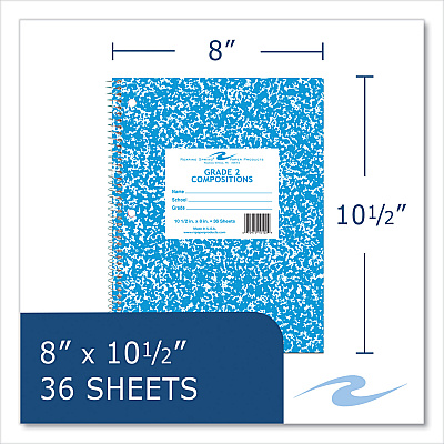 Roaring Spring Wirebound Notebook, Grade 2 Manuscript Format, Blue Marble Cover, (36) 10.5 x 8 Sheets, 48/Carton (ROA10102CS)