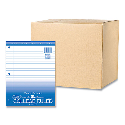 Roaring Spring Loose Leaf Paper, 8 x 10.5, 3-Hole Punched, College Rule, White, 150 Sheets/Pack, 24 Packs/Carton (ROA20051CS)