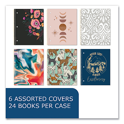 Roaring Spring Studio Series Notebook, 1-Subject, College Rule, Assorted Cover Set 3, (70) 11 x 9 Sheets, 24/Carton (ROA11323CS)