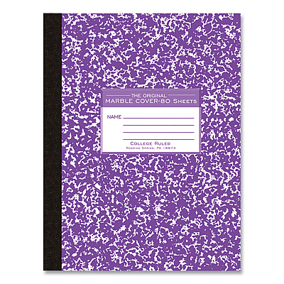 Roaring Spring Flexible Cover Marble Composition Book, Med/College Rule, Assorted Cover, (80) 10.25 x 7.88 Sheets, 48/Carton (ROA77480CS)