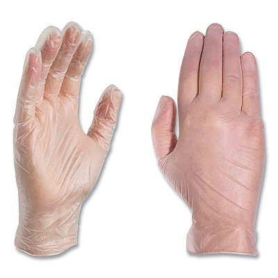 X3 by AMMEX Industrial Vinyl Gloves, Powder-Free, 3 mil, Small, Clear, 100/Box, 10 Boxes/Carton (AXCGPX342100)