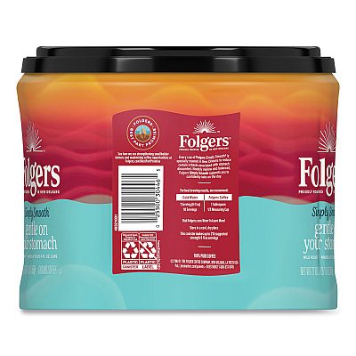 Folgers Simply Smooth Ground Coffee, Gentle On Your Stomach, 27 oz Canister, 6/Carton (FOL30446CT)