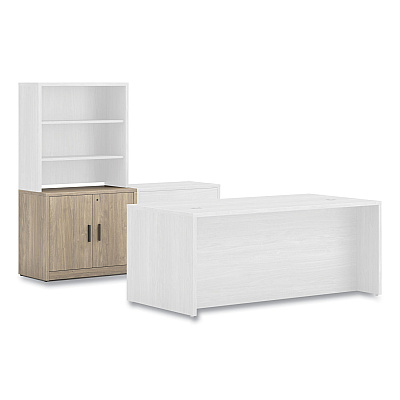 HON 10500 Series Storage Cabinet with Doors, Two Shelves, 36" x 20" x 29.5", Kingswood Walnut (HON105291LKI1)
