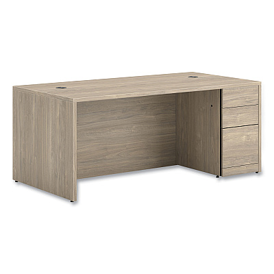 HON 10500 Series Single Full-Height Pedestal Desk, Right: Box/Box/File, 72" x 36" x 29.5", Kingswood Walnut (HON105895RLKI1)