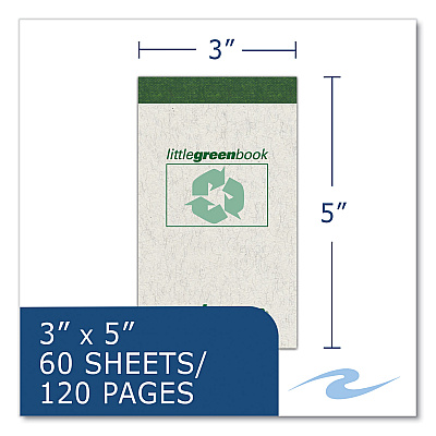 Roaring Spring Little Green Memo Book, Narrow Rule, Gray Cover, (60) 3 x 5 Sheets, 48/Carton (ROA77355CS)