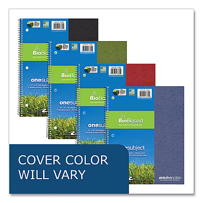 Roaring Spring Earthtones BioBased 1 Subject Notebook, Medium/College Rule, Randomly Assorted Covers, (80) 11 x 9 Sheets, 24/Carton (ROA13362CS)