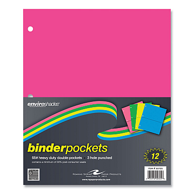 Roaring Spring Binder Pocket, 9 w x 11 h, Assorted Colors, 144/Carton (ROA50725CS)