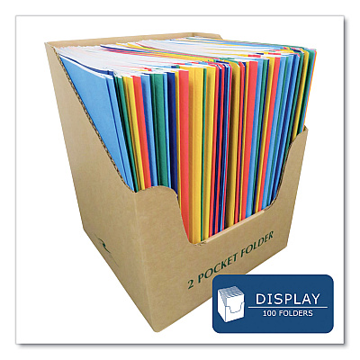 Roaring Spring Pocket Folder with 3 Fasteners, 0.5" Capacity, 11 x 8.5, Assorted Colors, 100/Carton (ROA54200CS)