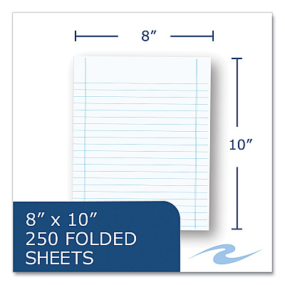 Roaring Spring New York Exam Paper, 8 x 10, Wide/Legal Rule, 250 Sheets/Pack, 10 Packs/Carton (ROA77522CS)