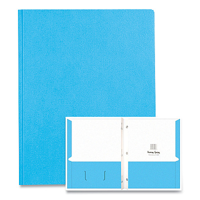 Roaring Spring Pocket Folder with 3 Fasteners, 0.5" Capacity, 11 x 8.5, Light Blue, 25/Box, 10 Boxes/Carton (ROA54127CS)