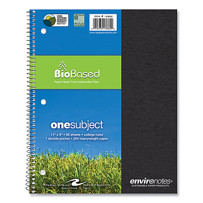 Roaring Spring Earthtones BioBased 1 Subject Notebook, Medium/College Rule, Randomly Assorted Covers, (80) 11 x 9 Sheets, 24/Carton (ROA13362CS)