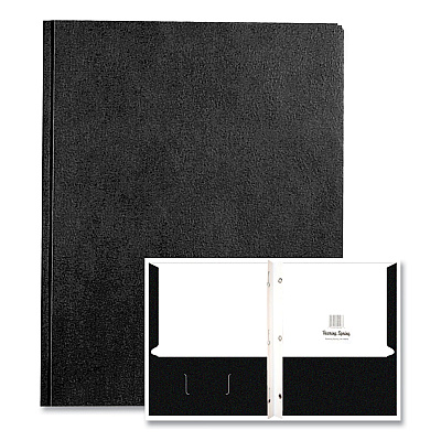 Roaring Spring Pocket Folder with 3 Fasteners, 0.5" Capacity, 11 x 8.5, Black, 25/Box, 10 Boxes/Carton (ROA54120CS)
