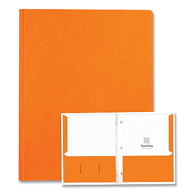Roaring Spring Pocket Folder with 3 Fasteners, 0.5" Capacity, 11 x 8.5, Orange, 25/Box, 10 Boxes/Carton (ROA54130CS)