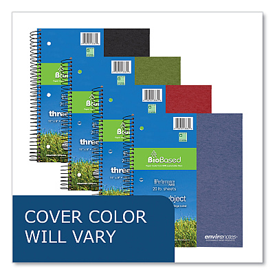 Roaring Spring Earthtones BioBased 3 Subject Notebook, Medium/College Rule, Randomly Assorted Covers, (120) 11 x 9 Sheets, 24/Carton (ROA13365CS)