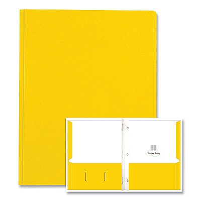 Roaring Spring Pocket Folder with 3 Fasteners, 0.5" Capacity, 11 x 8.5, Yellow, 25/Box, 10 Boxes/Carton (ROA54125CS)