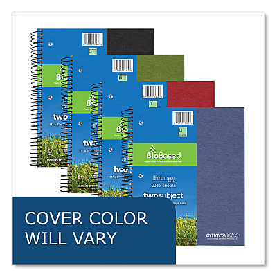 Roaring Spring Earthtones BioBased 2 Subject Notebook, Medium/College Rule, Randomly Assorted Covers, (100) 11 x 9 Sheets, 24/Carton (ROA13364CS)