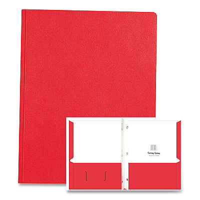 Roaring Spring Pocket Folder with 3 Fasteners, 0.5" Capacity, 11 x 8.5, Red, 25/Box, 10 Boxes/Carton (ROA54126CS)
